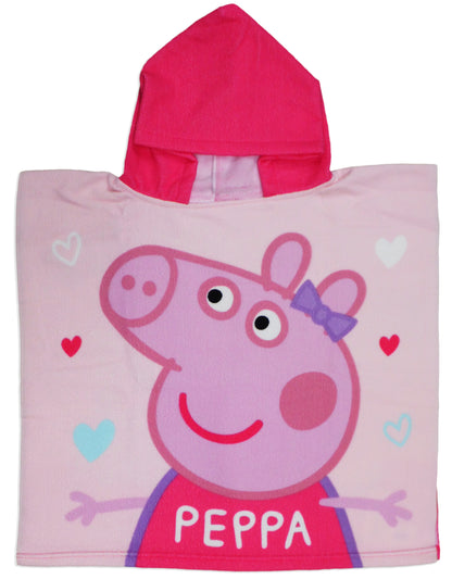 Peppa Pig Kids beach Poncho Towel with hood 55x55 CM 100% Polyester microfibre
