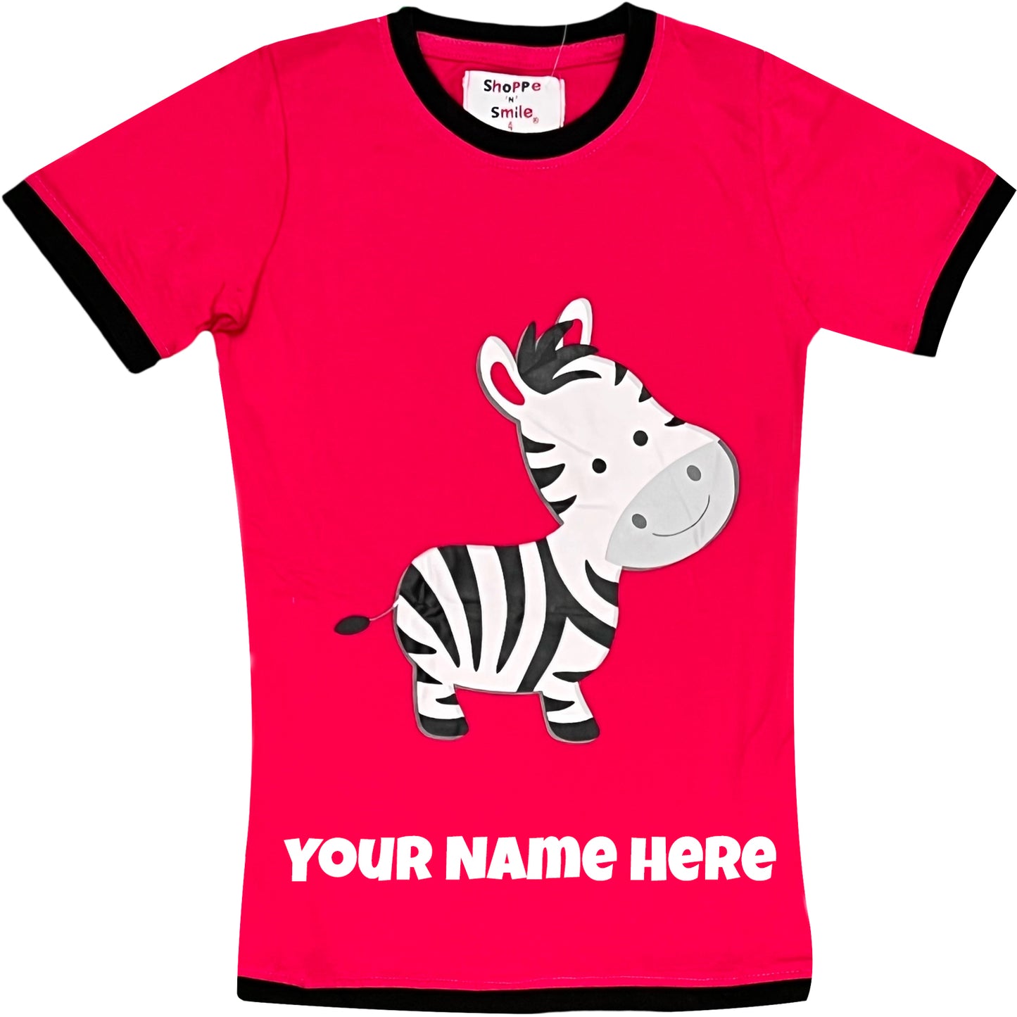 Personalised Zebra Stripes Pink Cotton Pyjamas for Girls