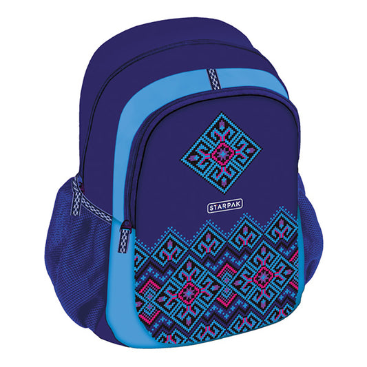 Kids Boys Girls School Backpack Rucksack Bag With Aztec Design Blue 41 x 31 x 21 CM