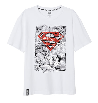 Superman Men's Short Sleeve Ribbed crew neck T-shirt Cotton