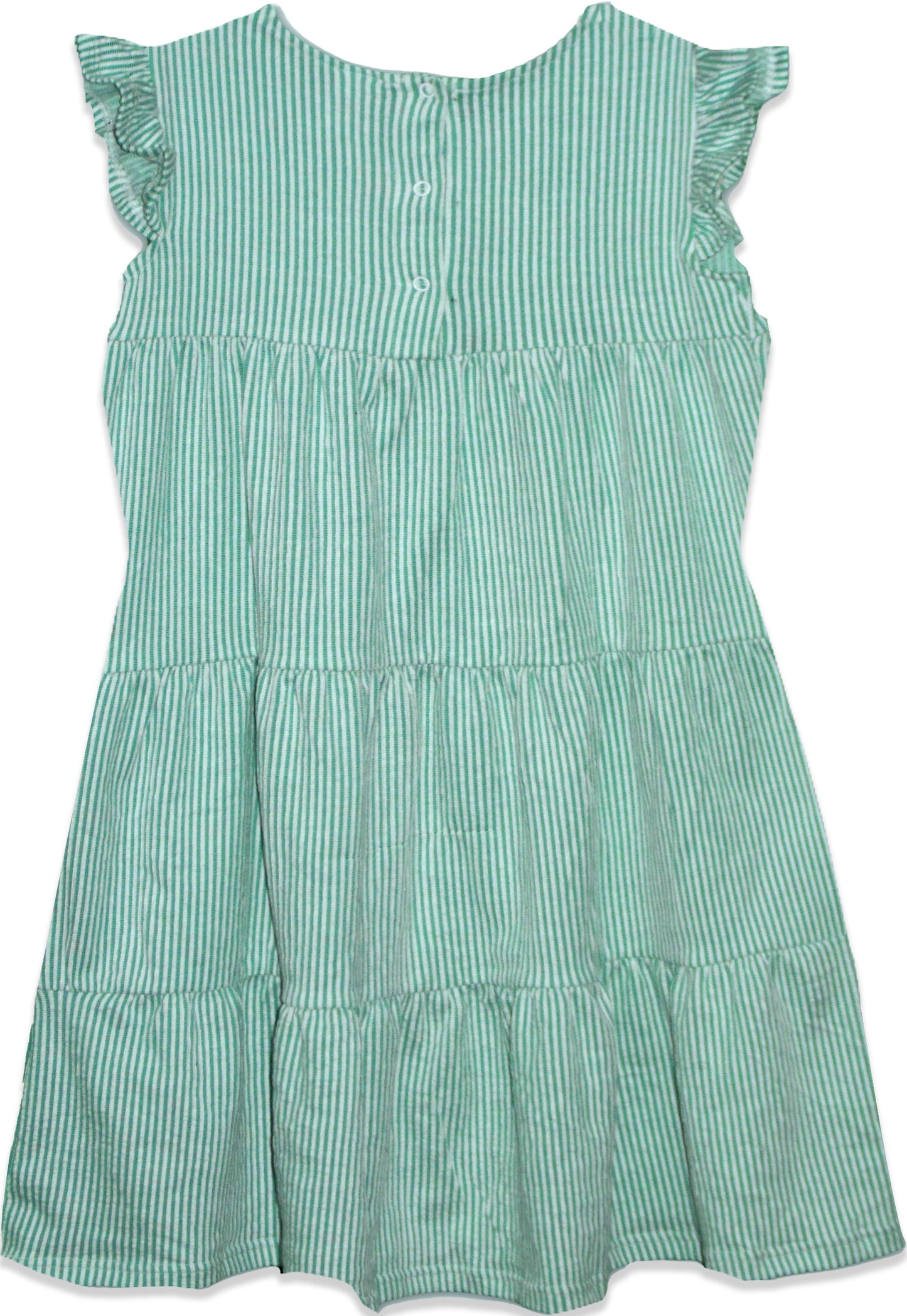 Girls frill cap sleeve A-line tiered Seersucker Cotton Dress