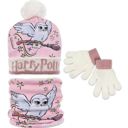 Authentic Harry Potter Hedwig Hat, Gloves and Tube Scarf Set