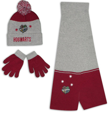 Official Licensed Harry Potter Hogwarts Kids Winter Hat Scarf and Gloves Set