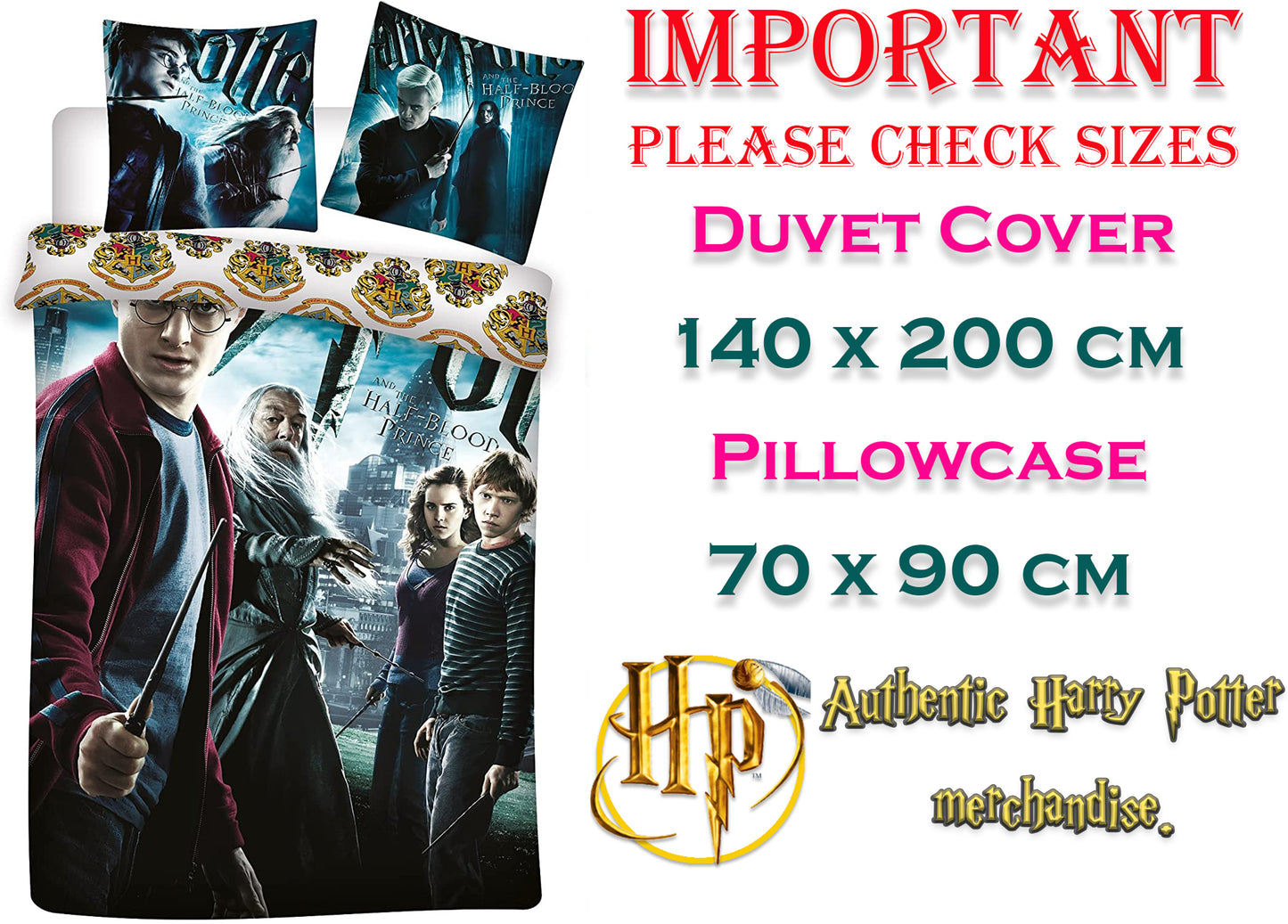 Harry Potter 100% Cotton Duvet Pillow Cover Set 140 x 200 cm + 70X90 CM