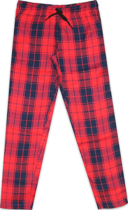 ZIGSTER Men's Check Plaid Pyjama Pants Bottoms Red Polycotton