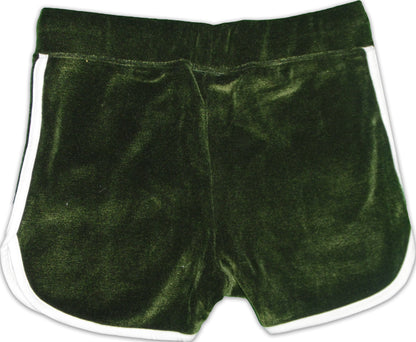 Green Bliss Gym Shorts: Cotton Velvet, Elastic Waist, Easy-Care for Active Girls!