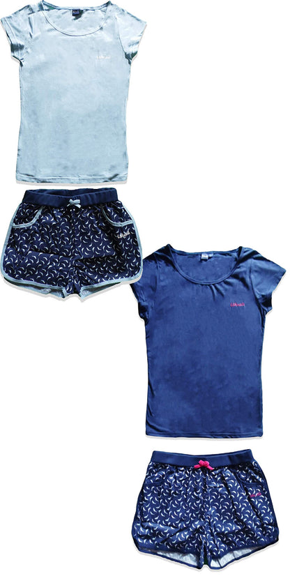 Women's Short Pyjama Set Dolphin Design Poplin shorts with pockets