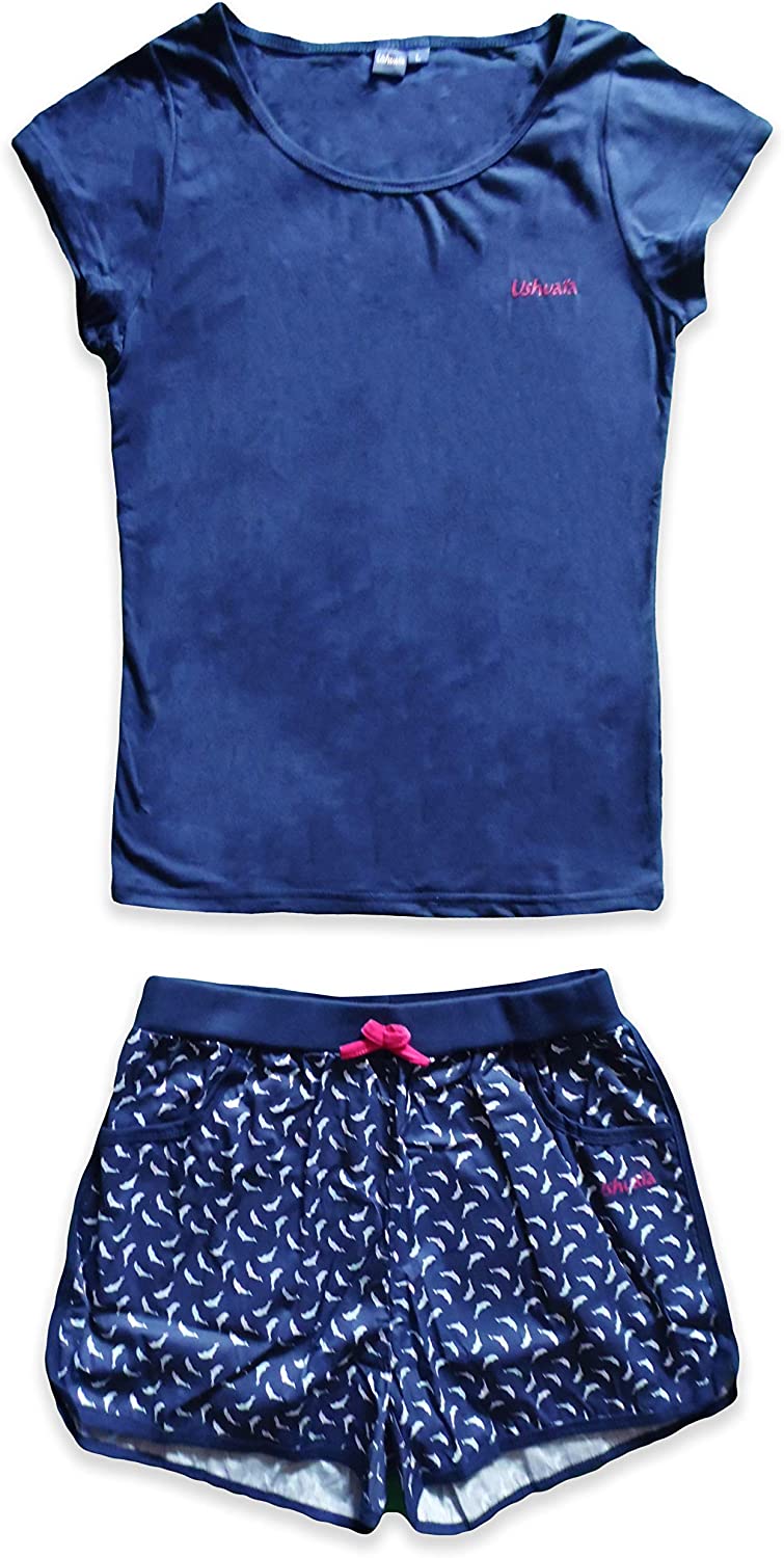 Women's Short Pyjama Set Dolphin Design Poplin shorts with pockets